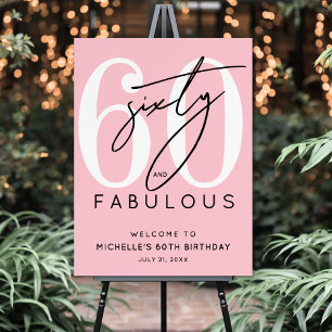 Pink 60th Birthday Welcome Sign