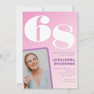 Pink 68th birthday invitations Retro Photo