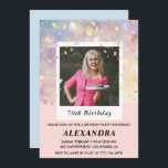 Pink 70th birthday invitations Confetti Photo<br><div class="desc">Pink 70th birthday invitations Confetti Photo modern pink</div>