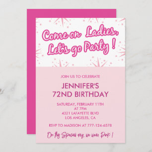 Pink 72nd birthday invitations Trendy Fun Girly