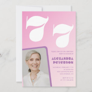 Pink 77th birthday invitations Retro Photo