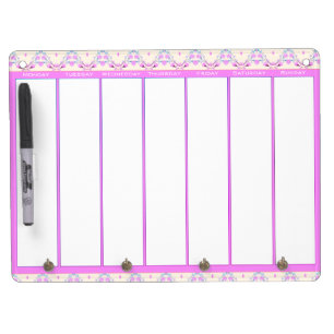 Pink 7 Day Wall Planner Dry Erase Board With Keychain Holder