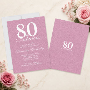 Pink 80 Fabulous Birthday Typography Invitation