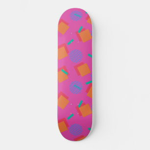 Pink 80s Memphis Design Geometric Shapes Skateboard
