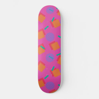 Pink 80s Memphis Design Geometric Shapes Skateboard