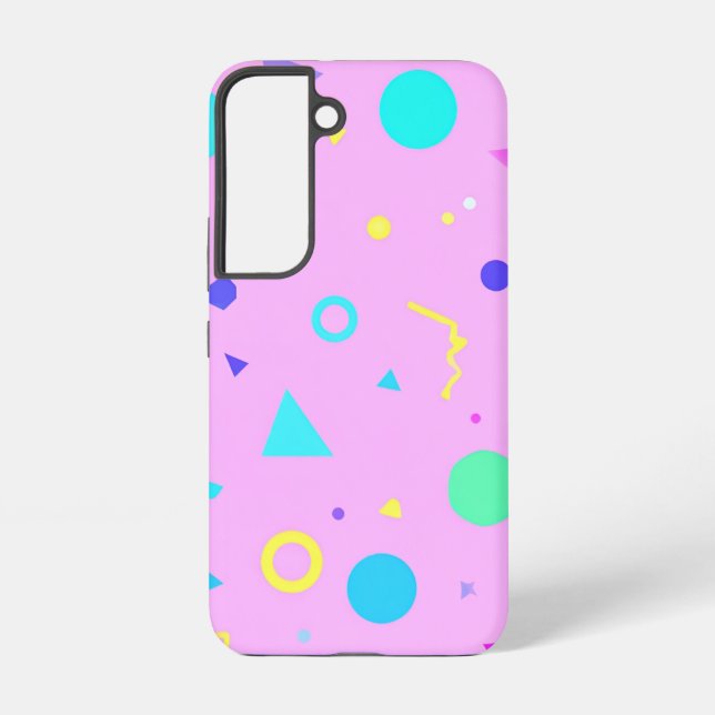 Pink 80s Memphis Geometric Pattern Samsung Galaxy Case (Back)