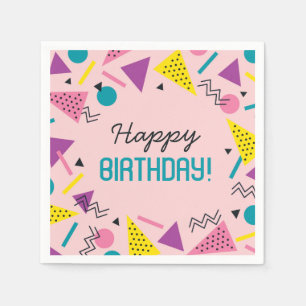 Pink 80s Pattern Birthday Napkins