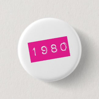 Pink 80s Retro Graphic Vintage Birthyear Birthday Pinback Button