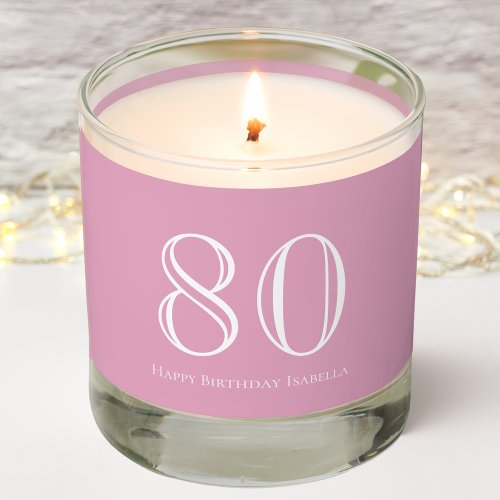Pink  80th Birthday  Scented Jar Candle