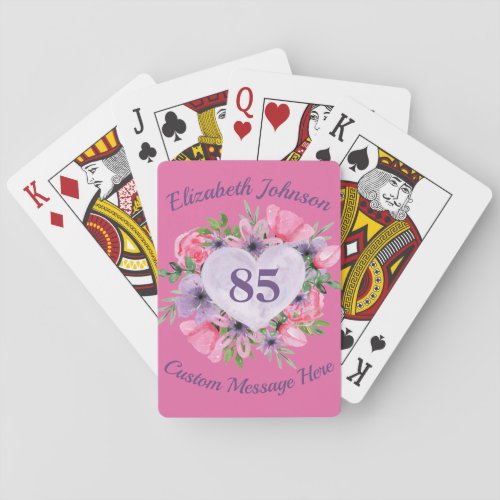 Pink 85th Birthday Playing Cards for Women