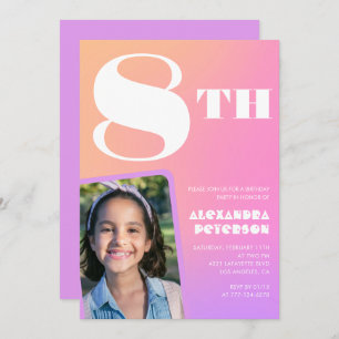 Pink 8th birthday invitations Colorful Photo
