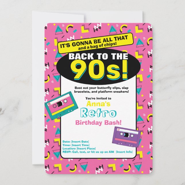 Pink 90's Invitation (Front)