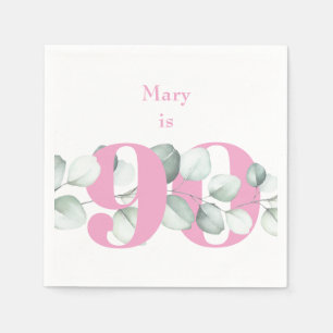 Pink 90th Birthday Personalized Cocktail Napkins