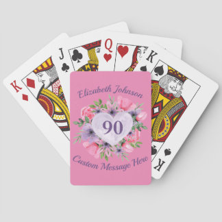 Pink 90th Birthday Personalized Playing Cards