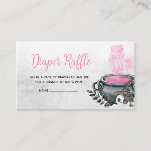 Pink A Baby is Brewing Baby Shower Diaper Raffle Enclosure Card