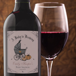 Pink A Baby is Brewing Baby Shower Wine Label