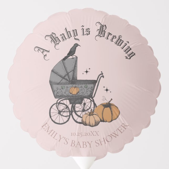 Pink A Baby is Brewing Fall Baby Shower Balloon (Front)
