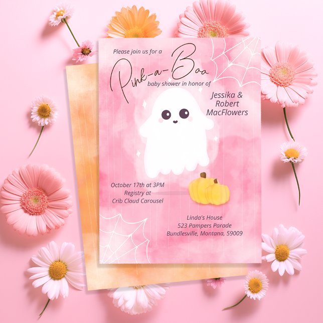 Pink-a-Boo Halloween Baby Shower Party Invitation (Creator Uploaded)