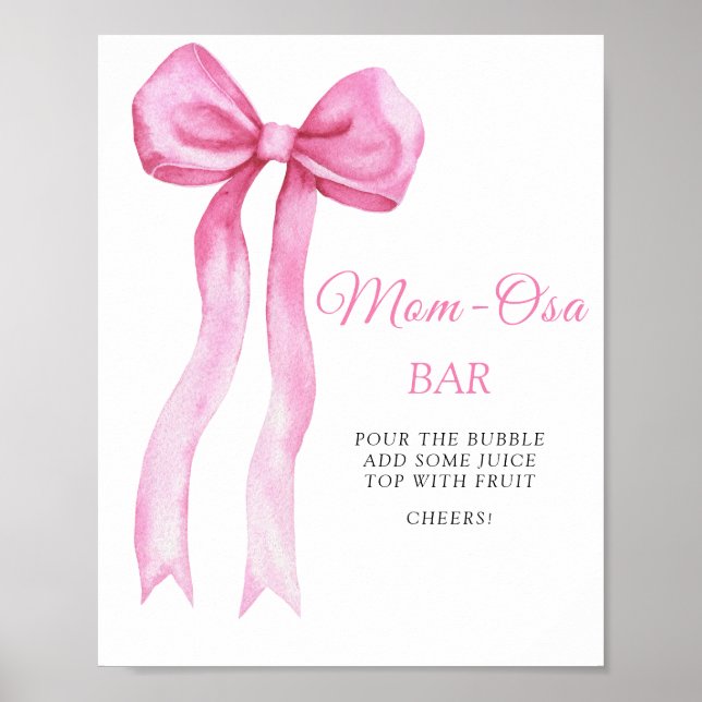 Pink a bow baby shower - Mom-osa bar Poster (Front)