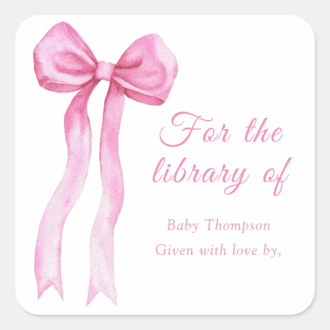 Pink a bow - bookplate for the library of (Front)