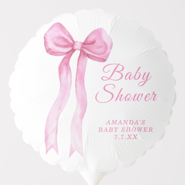 Pink a Bow Girl Baby shower Balloon (Front)