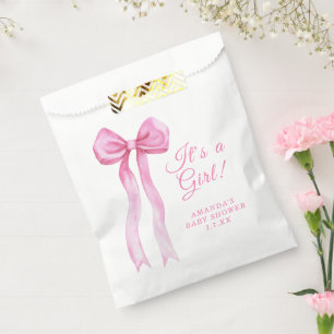 Pink a Bow It's Girl Baby shower Favor Bag