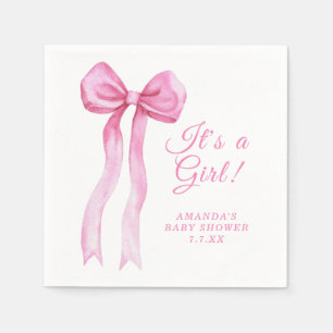 Pink a Bow It's Girl Baby shower Napkins