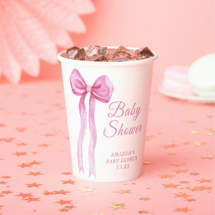 Pink a Bow It's Girl Baby shower Paper Cups