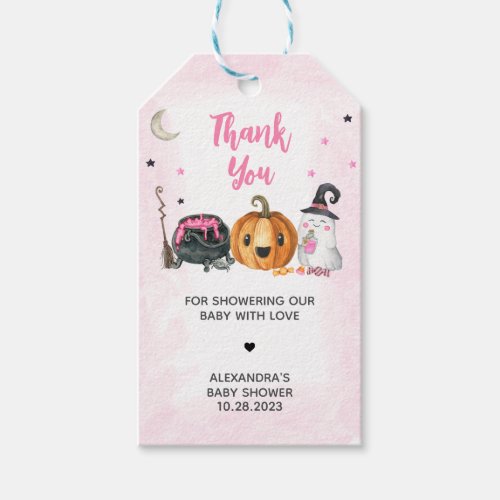 Pink A Little Boo Baby Shower Favor Tags