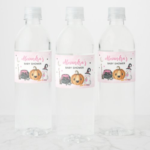 Pink A Little Boo Baby Shower  Water Bottle Label