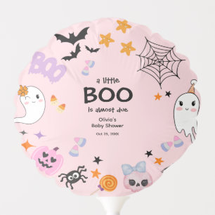 Pink A Little Boo Cute Ghost Halloween Baby Shower Balloon