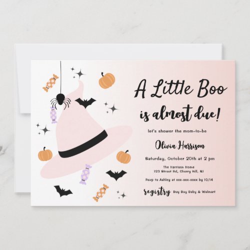Pink a little boo Halloween Baby Shower Invitation