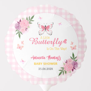 Pink A Little Butterfly Is On The Way Baby Shower Balloon