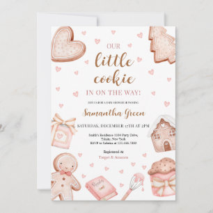 Pink A Little Cookie Baby Shower Invitation