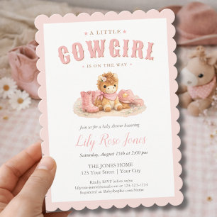 Pink A Little Cowirgl Girly Baby Shower Invitation