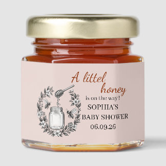 Pink a little honey Floral Wreath Baby Shower Hone Jar Favors