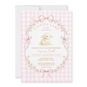Pink A Little Lamb Is On the Way Invitation