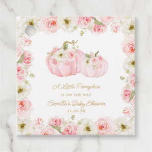Pink A Little Pumpkin Baby Shower Favor Tags