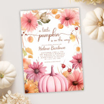 Pink A Little Pumpkin Fall Baby Shower Invitation