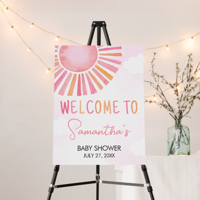 Pink A Little Ray of Sunshine Welcome Sign (In Situ (Stand))