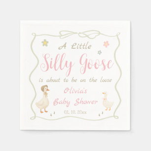 Pink A Little Silly Goose Baby Shower  Napkins