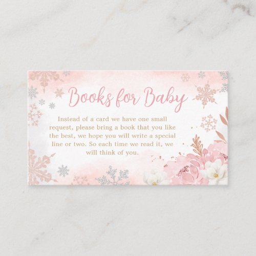 Pink A Little Snowflake Baby Shower Books for Baby Enclosure Card