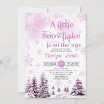 Pink A Little Snowflake Baby Shower Invitation