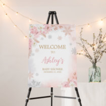 Pink A Little Snowflake Baby Shower Welcome Sign