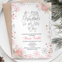 Pink A Little Snowflake is on Her Way Baby Shower Invitation