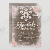 Pink A little snowflake is on the way baby shower Invitation (Front/Back)
