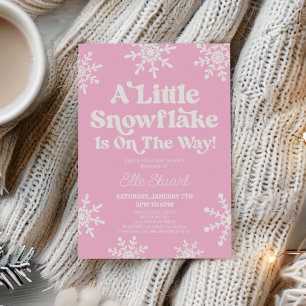 Pink A Little Snowflake Is On The Way! Baby Shower Invitation