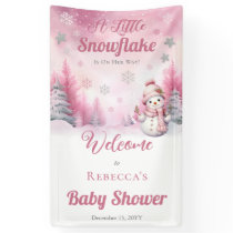 Pink A Little Snowflake | Snow Girl Baby Shower Banner