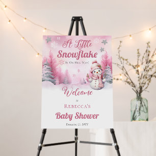 Pink A Little Snowflake Snow   Girl Baby Shower Foam Board