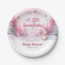 Pink A Little Snowflake | Snow Girl Baby Shower Paper Plates